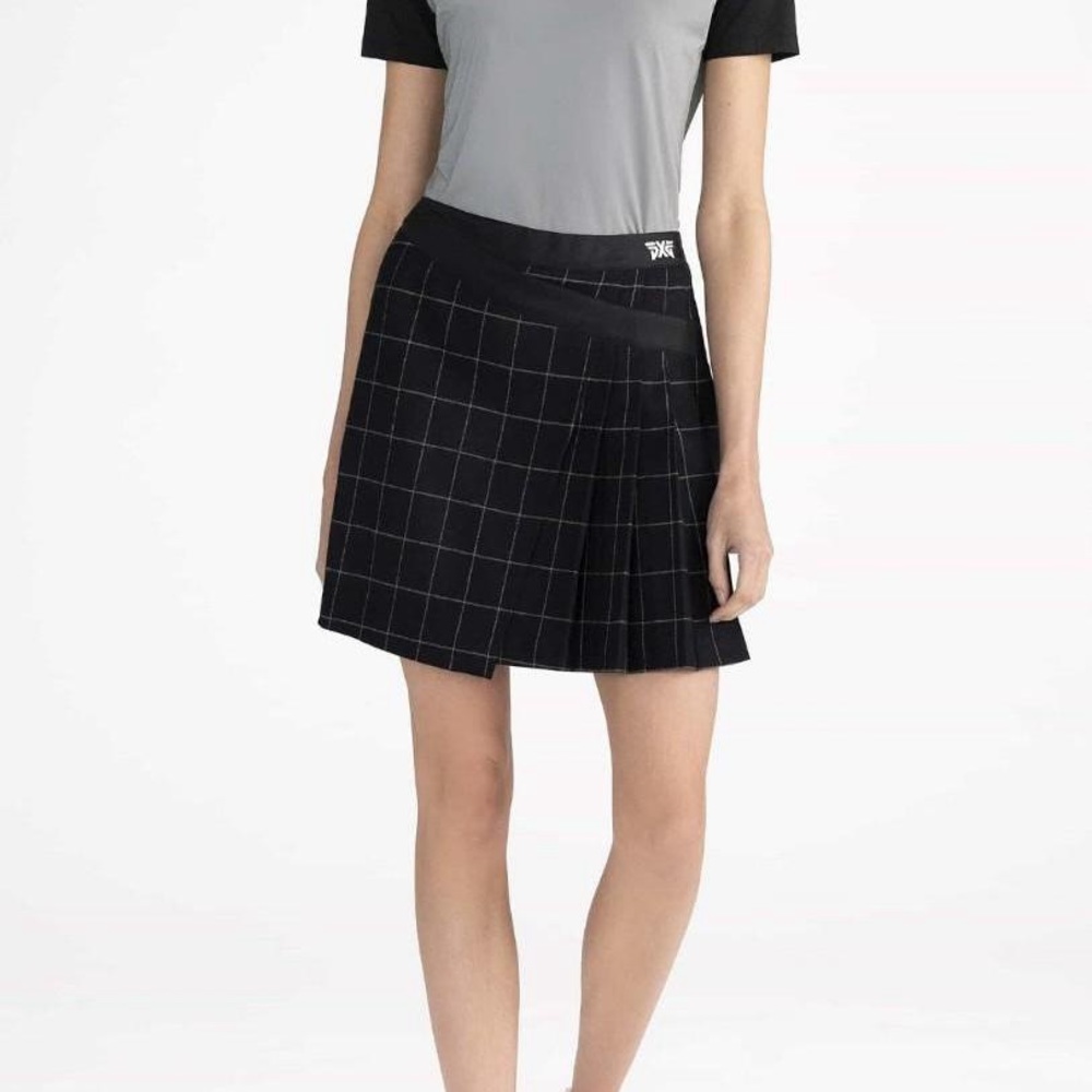PXG Windowpane wrap skirt